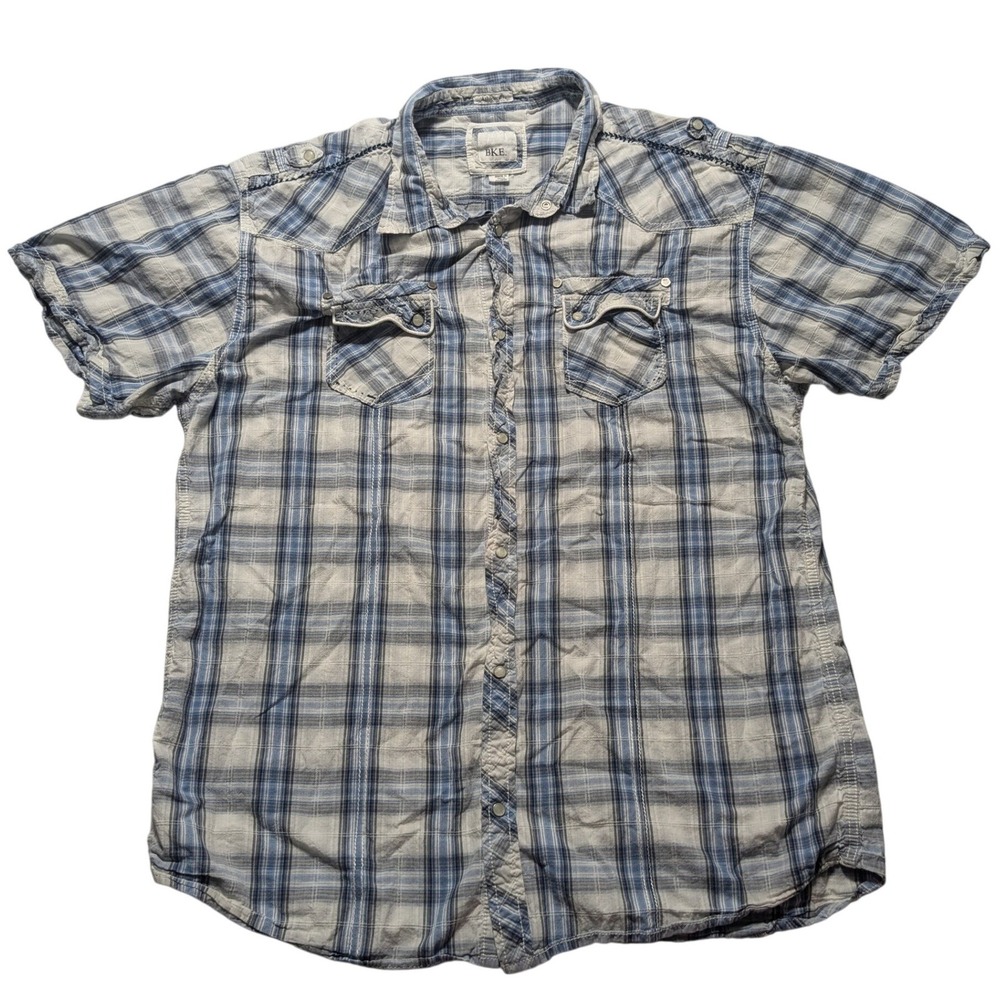 BKE Athletic Fit Blue Pearl Snap Western Shirt - Mens 3XL fits like Slim XL/L